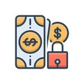 Color illustration icon for Safe money, protection and security Royalty Free Stock Photo
