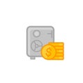 Safe and money icon isolated on white Royalty Free Stock Photo