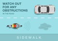 Safe motorcycle riding rules and tips. Watch out for any obstructions in the road. Top view of a biker on the city road.