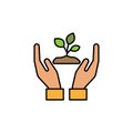 safe nature hand gesture line colored icon. Signs and symbols can be used for web, logo, mobile app, UI, UX on white