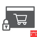 Safe online shopping glyph icon, security and browser, shopping cart sign vector graphics, editable stroke solid icon Royalty Free Stock Photo
