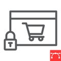 Safe online shopping line icon, security and browser, shopping cart sign vector graphics, editable stroke linear icon Royalty Free Stock Photo