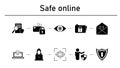 Safe online simple concept icons set