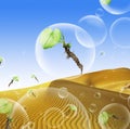 Safe our Planet concept - plants in bubbles Royalty Free Stock Photo
