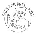 Safe for Pets, Kids label for cleaning supplies Royalty Free Stock Photo