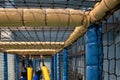 Safe playground. Soft constructions and mesh to prevent falling, in the childrens amusement park. Royalty Free Stock Photo