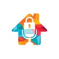 Safe podcast vector logo design. Padlock and mic with home icon vector logo design. Royalty Free Stock Photo