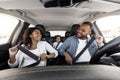 Happy african american family enjoying car ride together Royalty Free Stock Photo