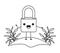 Safe secure padlock in camp kawaii character