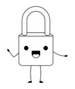 Safe secure padlock kawaii character