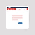 Safe and Secure Web Browsing with HTTPS Protocol - Securely Connected Browser Showing Website with Login Form - Safe Computing Royalty Free Stock Photo