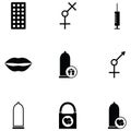 Safe sex icon set Royalty Free Stock Photo