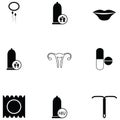 Safe sex icon set Royalty Free Stock Photo