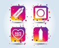 Safe sex love icons. Condom in package symbols. Royalty Free Stock Photo