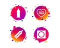 Safe sex love icons. Condom in package symbols. Vector Royalty Free Stock Photo