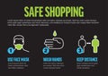 Safe shopping instructions - horizontal infographic template