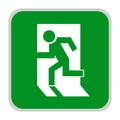 Safe sign. The exit icon. Emergency exit. Green icon on a white background. Vector illustration. Royalty Free Stock Photo