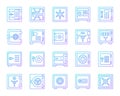 Safe bank cell simple color line icons vector set Royalty Free Stock Photo