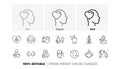 Safe time, Face id and Touchscreen gesture line icons. For web app, printing. Line icons. Vector
