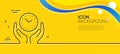 Safe time line icon. Clock sign. Hold watch. Minimal line yellow banner. Vector