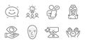 Safe time, Smile chat and Face biometrics icons set. Business idea, Nurse and Judge hammer signs. Vector