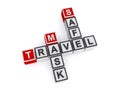 Safe travel mask word block on white Royalty Free Stock Photo