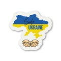 Safe Ukraine. Anti War Call with Plams, Map of Ukraine, Ukrainian Flag Colors. Anti War Call, Symbol, Paper Sticker