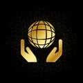 safe, world gold icon. Vector illustration of golden particle background