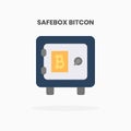 Safebox bitcon icon flat. Royalty Free Stock Photo