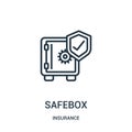 safebox icon vector from insurance collection. Thin line safebox outline icon vector illustration. Linear symbol