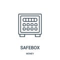 safebox icon vector from money collection. Thin line safebox outline icon vector illustration