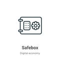 Safebox outline vector icon. Thin line black safebox icon, flat vector simple element illustration from editable digital economy