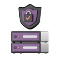 Futuristic Server Protection 3D Icon, Digital Security 3D render