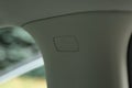 Safety airbag sign on center pillar panel in car, closeup Royalty Free Stock Photo
