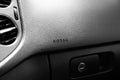 Safety airbag sign on dashboard in car, closeup Royalty Free Stock Photo