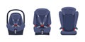 Safety baby car seats collection. Different type of child restraint.