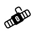 Safety belt icon. solid Black pictogram on white background. Vector illustration symbol and bonus button opened lock. Royalty Free Stock Photo