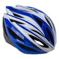 Safety bicycle helmet, color combination, blue with white, on a white background