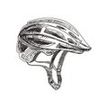 Safety bike helmet hand drawn black and white vector illustration