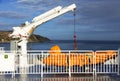 Safety boat lift on a ship Royalty Free Stock Photo