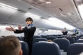 Safety briefing on board an aircraft Royalty Free Stock Photo