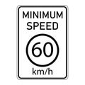 Safety car driving rules. Minimum following distance between vehicles traffic. Minimum speed 60 kmh sign.