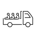 Safety carriage of passengers in van truck line icon vector illustration people cargo transportation