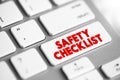 Safety Checklist text button on keyboard, concept background Royalty Free Stock Photo