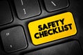 Safety Checklist text button on keyboard, concept background Royalty Free Stock Photo