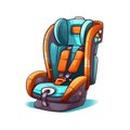 Safety Child car seat Transportation Gear Cartoon Square Illustration.