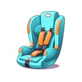 Safety Child car seat Transportation Gear Cartoon Square Illustration.