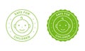 Safety Child Product Stamp Set. Safe for Children Green Labels. Non Toxic Material for Kid Sticker. Child Care Symbol