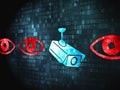 Safety concept: Camera And Eye on digital background Royalty Free Stock Photo