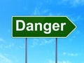 Safety concept: Danger on road sign background